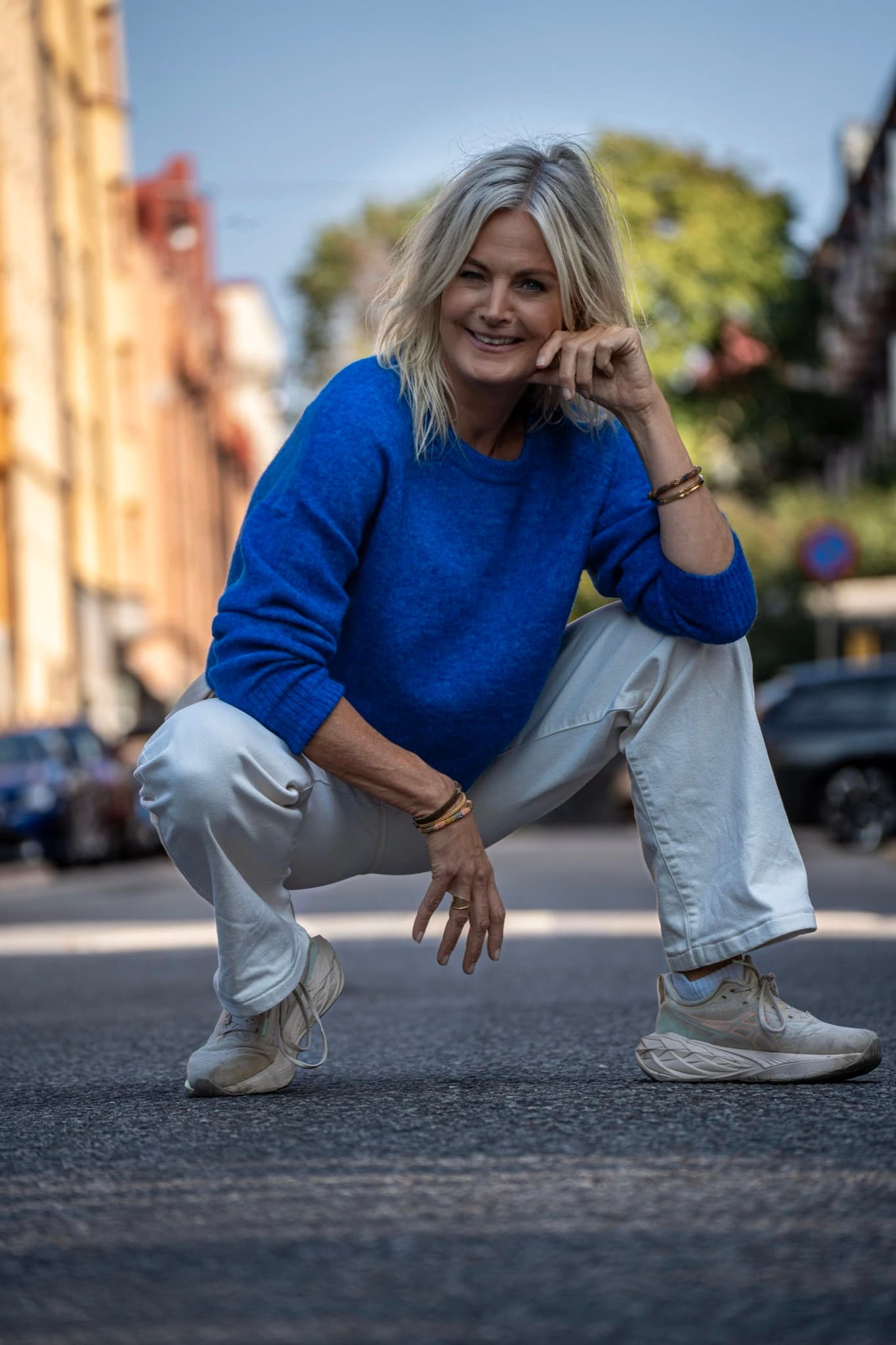 Karin Otterbjörk walking down a street